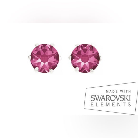 Jewelry - Brand New 6mm Rose Pink Swarovski Elements/Sterling Silver Stud Earrings